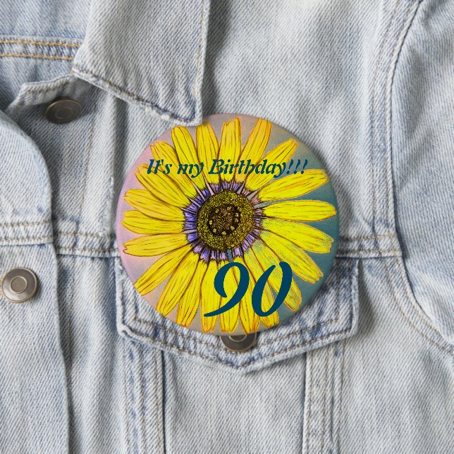 It's my Birthday!! Flower Personalized Birthday Button (In Situ)