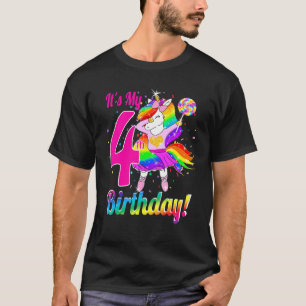 Its My Birthday Girl Unicorn 4th 4 Year Old T-Shirt