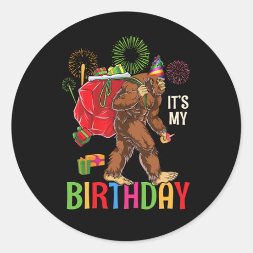Its My Birthday Gorilla Carrying Bag Firework Bday Classic Round Sticker