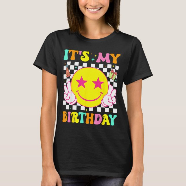 Its My Birthday Happy Smile Face Peace Girls Kids  T-Shirt (Front)
