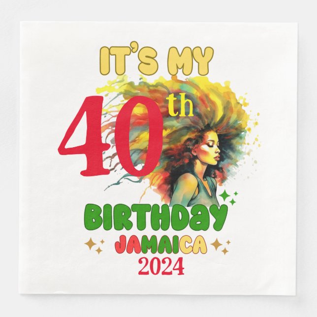 It's my Birthday Jamaica Girl Party Vacation Squad Paper Dinner Napkins (Front)