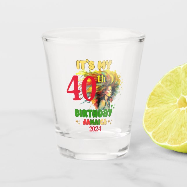 It's my Birthday Jamaica Girl Party Vacation Squad Shot Glass (Front)
