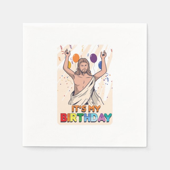 Its My Birthday Jesus Christ Christmas Xmas Gift Napkins (Front)