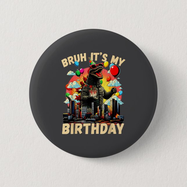 It's My Birthday Kaiju Birthday Party Japan Monste Button (Front)