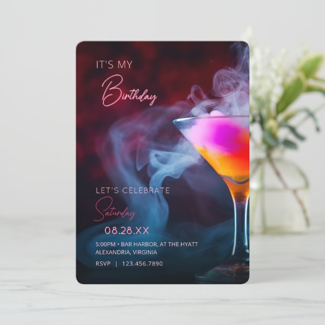 It's My Birthday Let's Celebrate Cocktail Invite