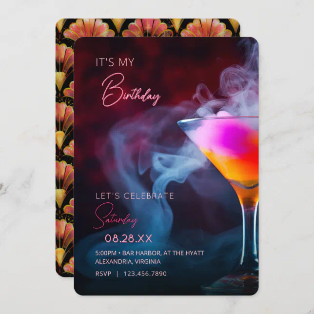 It's My Birthday Let's Celebrate Cocktail Invite