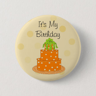 It's My Birthday Orange Cake Pinback Button