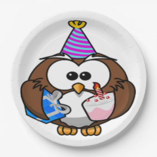 "IT'S MY BIRTHDAY" OWL PAPER PLATES