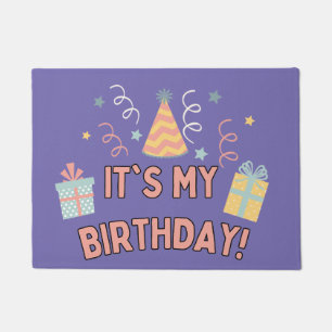 It's my Birthday party hat gift celebration Doormat