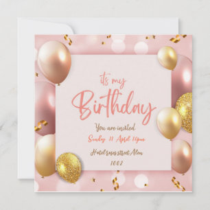 Its my Birthday Pink card invitation