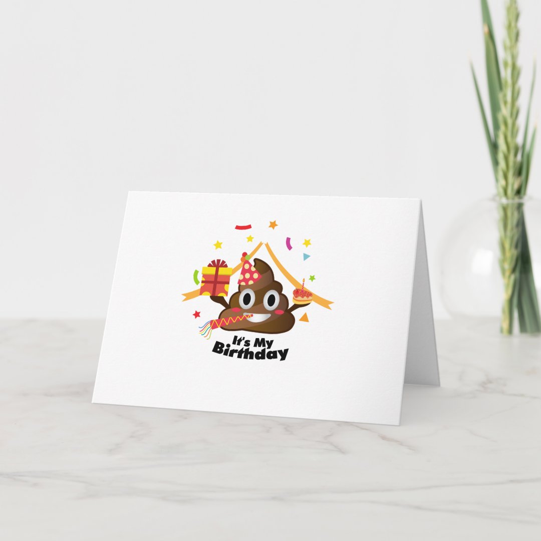 It's My Birthday Poop Emoji kids Boy Girl Party Card | Zazzle