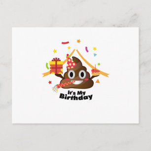 It's My Birthday Poop Emoji kids Boy Girl Party Invitation Postcard