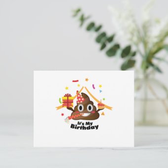 It's My Birthday Poop Emoji kids Boy Party Invitation Postcard | Zazzle