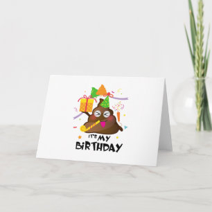 It's My Birthday Poop Emoji kids Girl Party Card