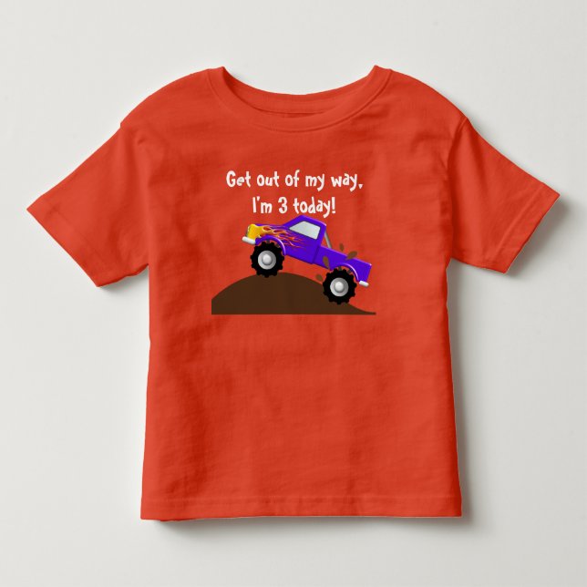 It's My Birthday Purple Flames Monster Truck Toddler T-shirt (Front)