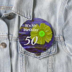It's my Birthday! Purple/ Green Flower Birthday Button