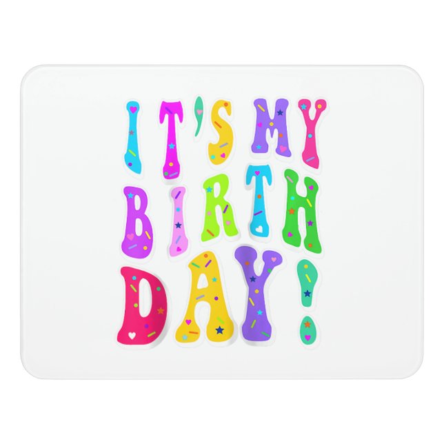 It's My Birthday Retro Groovy For Girls  Door Sign (Contemporary Front)