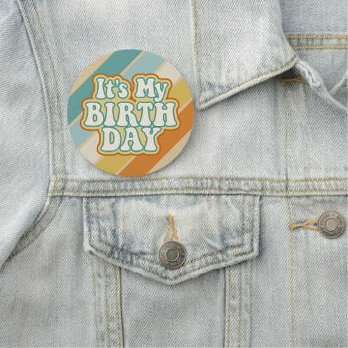 Its My Birthday _ Retro Stripe Sunset Colors Name Tag