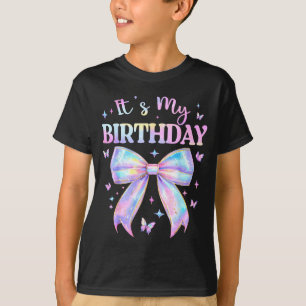 It's My Birthday Tie Dye Coquette Bow Butterfly Bi T-Shirt