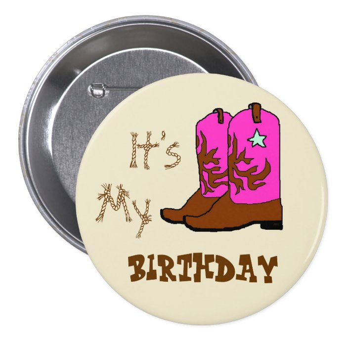 It's My Birthday Western Boots Buttons