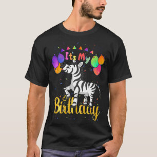 It's My Birthday Zebra Women,Girls Happy Birthday  T-Shirt