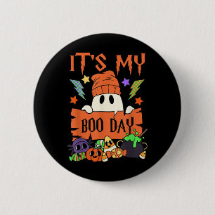 Its My Boo Day Booday Kids Cute Ghost Birthday Gho Button