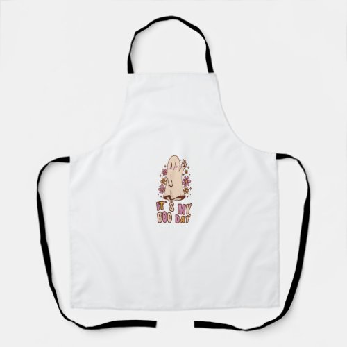 Its my boo day Cute Ghost Halloween Birthday hippi Apron