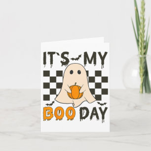Its My Boo Day Cute Halloween Birthday Funny Ghost Card