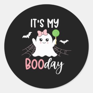 Its My Boo Day Cute Halloween Birthday Ghost Pink Classic Round Sticker