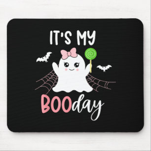 Its My Boo Day Cute Halloween Birthday Ghost Pink Mouse Pad