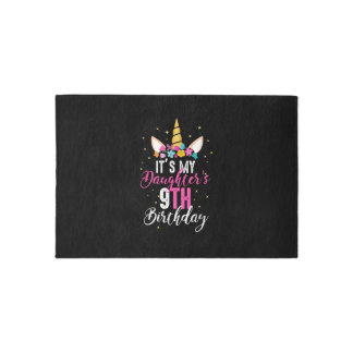 Its My Daughters 9th Birthay Girl Gift Unicorn Bir Rug