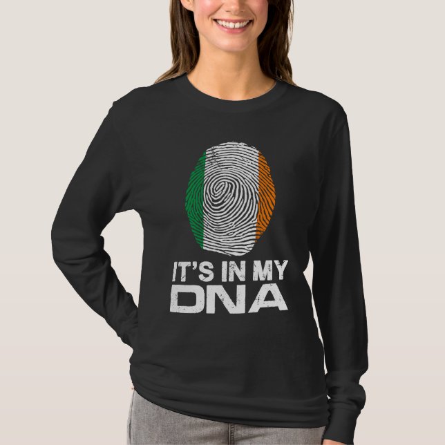 IT'S MY DNA IN Flag National Pride Fingerprint Ire T-Shirt (Front)