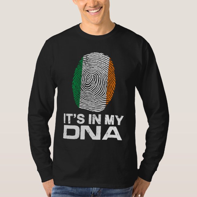 IT'S MY DNA IN Flag National Pride Fingerprint Ire T-Shirt (Front)