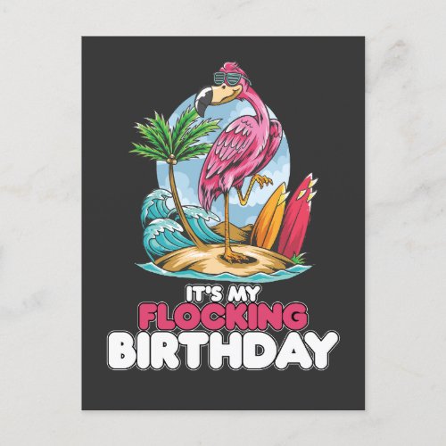Its My Flocking Birthday Flamingo Invitation Postcard