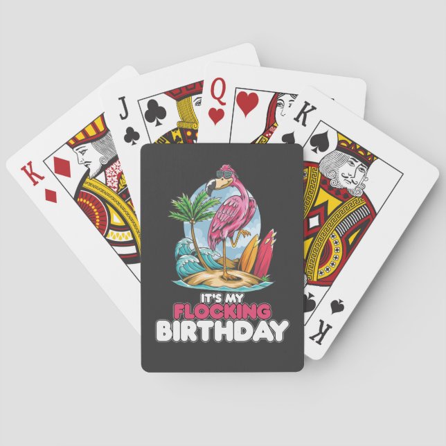 It's My Flocking Birthday Flamingo Poker Cards (Back)