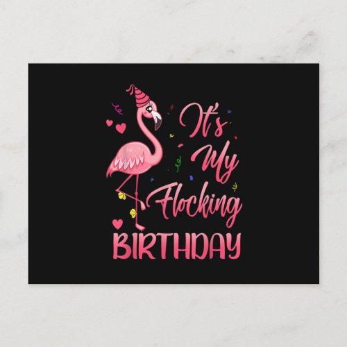 Its My Flocking Birthday Funny Pink Flamingo Postcard