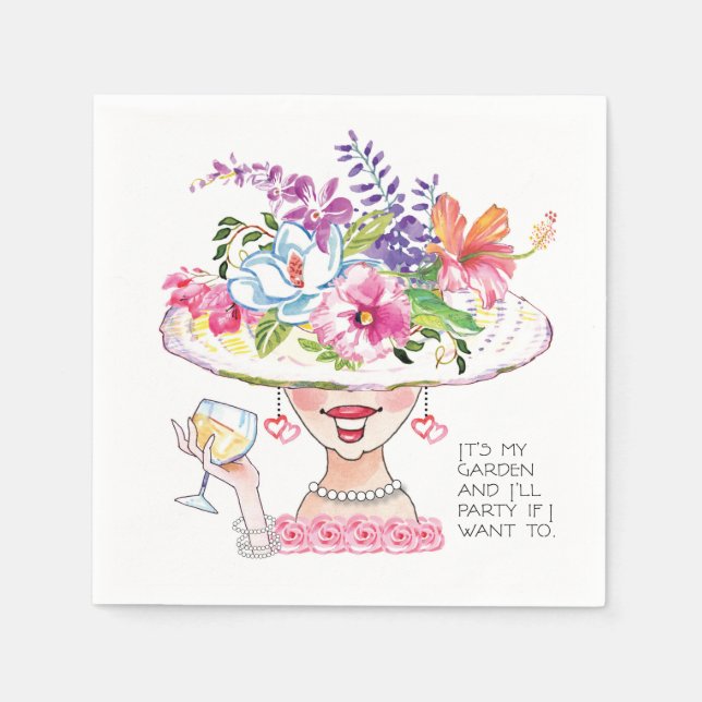 It's My Garden and I'll Party with White Wine Napkins (Front)