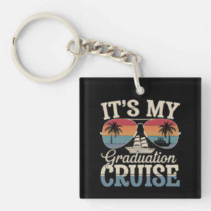 It's My Graduation Cruise Graduate Trip Ship Retro Keychain