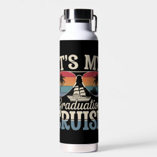 It's My Graduation Cruise Graduate Trip Ship Retro Water Bottle