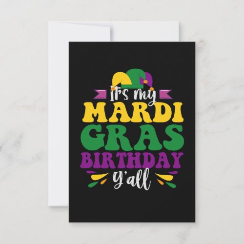 Its My Mardi Gras Birthday Yall Funny Carnival Thank You Card