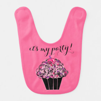 it's my party! baby girl cupcake bib