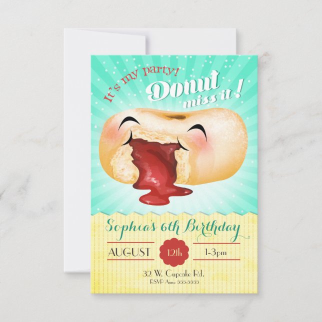 It's My Party Donut Miss it! Birthday Invitation (Front)