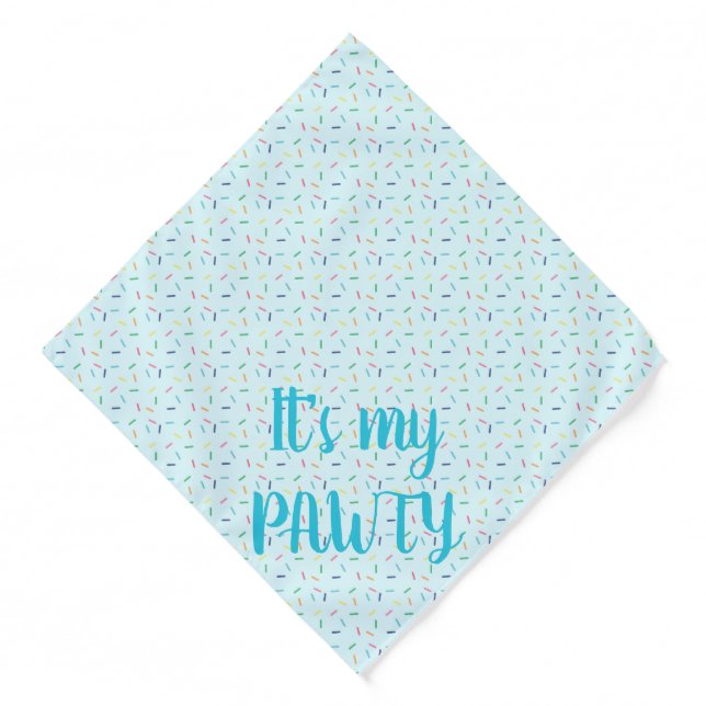 Its My Pawty Rainbow Sprinkles Blue Bandana (Front)