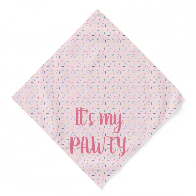 Its My Pawty Rainbow Sprinkles Pink Bandana (Front)