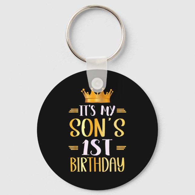 Its My Sons 1st Birthday Happy 1 Years Old  Keychain (Front)
