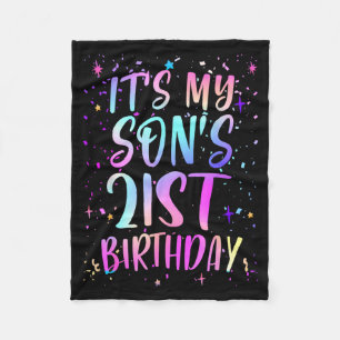 Its My Sons 21st Birthday Colorful Happy 21 Years  Fleece Blanket