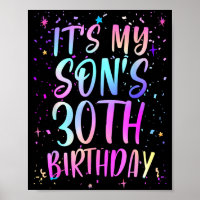 Its My Sons 30th Birthday Colorful Happy 30 Years