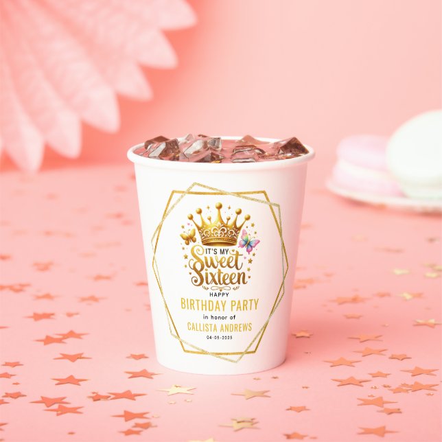 its my sweet sixteen 16 th birthday paper cups (Insitu)