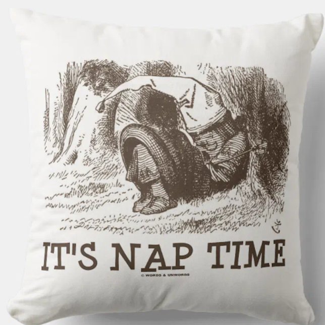 It's Nap Time Red King Sleeping Snoring Wonderland Throw Pillow (Throw pillow for any Wonderland fan who takes naps.)