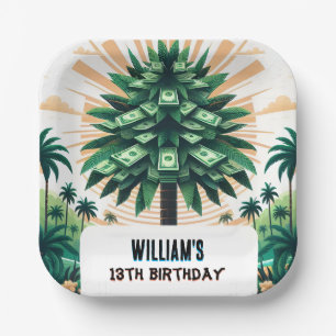 Its Nature Cool Cash Only Money Tree 13th Birthday Paper Plates